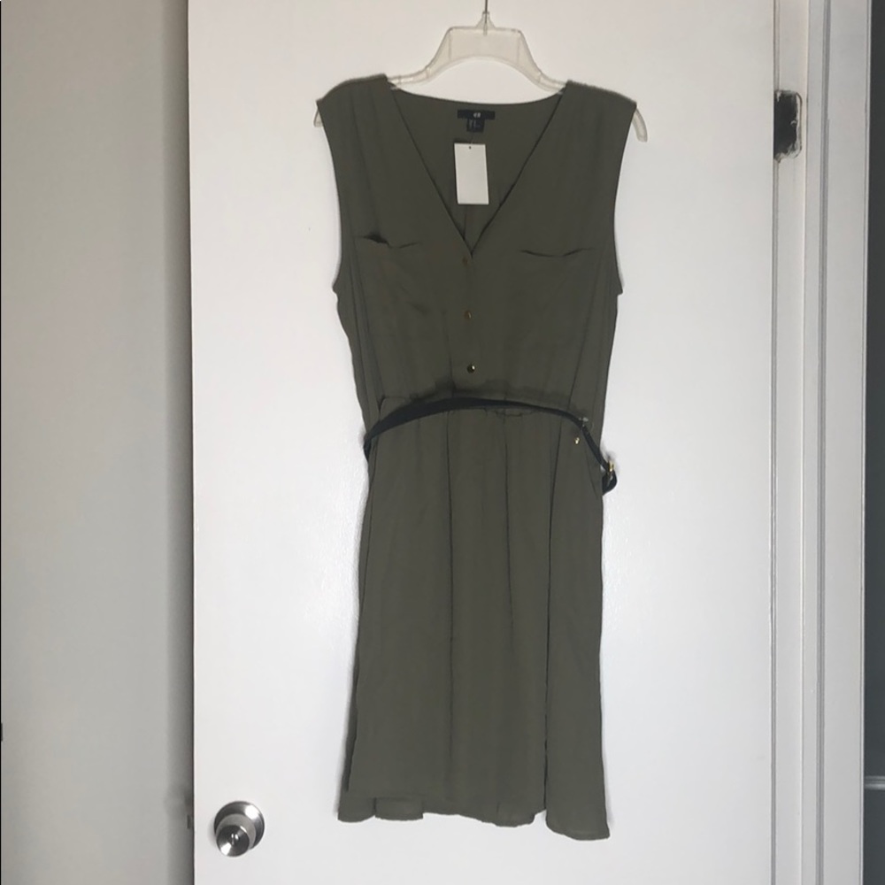 H&M Green Sleeveless Dress with belt